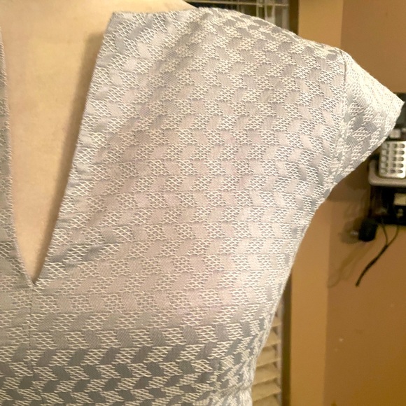 TED BAKER DENAI SILVER/BLUE JACQUARD FIT AND FLARE DRESS US SIZE 4 - Picture 6 of 12